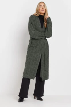 LTS Tall Charcoal Grey Cable Knit Midi Cardigan -Evans Boutique abefba32 d965 4e 353834 B