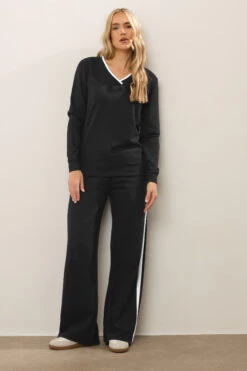 LTS Tall Black Contrast Ribbed Trim Sweatshirt -Evans Boutique ac1b367d 7d65 41 356173 B