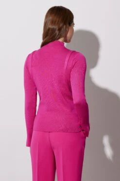 STAR Hot Pink Button Detail Knitted Jumper -Evans Boutique ac8021aa 2ef9 4e 110620 C