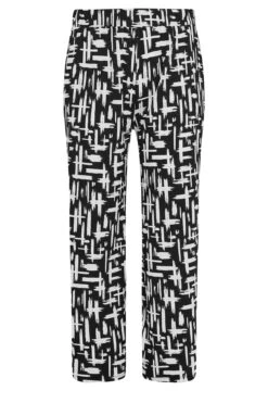 YOURS - Pantalon Wide Leg Noir Griffé Blanc Texturé -Evans Boutique ac954701 f11c 4d 303314 X