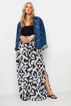 LTS Tall Black Abstract Print Maxi Skirt