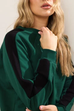 LTS Tall Green Colour Block Sweatshirt -Evans Boutique ad5ace51 4133 49 356158 D