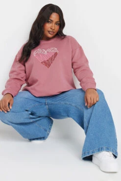 YOURS - Sweatshirt Rose Brodé 'Paris Mon Amour'