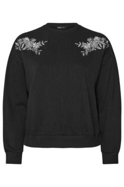 YOURS - Sweat-shirt Brodé Noir -Evans Boutique ae31c852 36c3 4c 126781 X