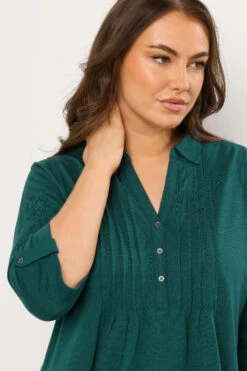 EVANS Curve Teal Green Pintuck Henley Top 10 EVANS Curve Teal Green Pintuck Henley Top -Evans Boutique ae36423c bc55 4b 616374 D