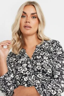 YOURS - Chemisier Noir & Blanc Floral Manches Longues En Jersey 10 YOURS - Chemisier Noir & Blanc Floral Manches Longues En Jersey -Evans Boutique ae5c8913 81ff 4f 322267 D