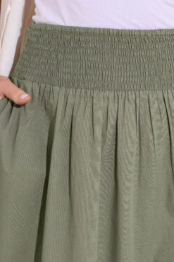 LTS Tall Khaki Green Cotton Shirred Waist Maxi Skirt 12 LTS Tall Khaki Green Cotton Shirred Waist Maxi Skirt -Evans Boutique aecd925f 0aef 4a 355981 E