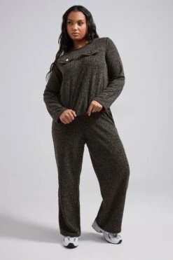 LIMITED COLLECTION - Top Nervuré à Poches Gris Charbonneux