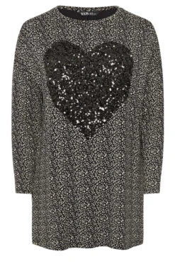 YOURS - Pull Noir & Blanc Coeur En Sequins Manches Longues 11 YOURS - Pull Noir & Blanc Coeur En Sequins Manches Longues -Evans Boutique aff804e8 15a6 4f 322269 X