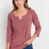 LTS Tall Pink Henley Top -Evans Boutique b0337297 9609 40 355202 A