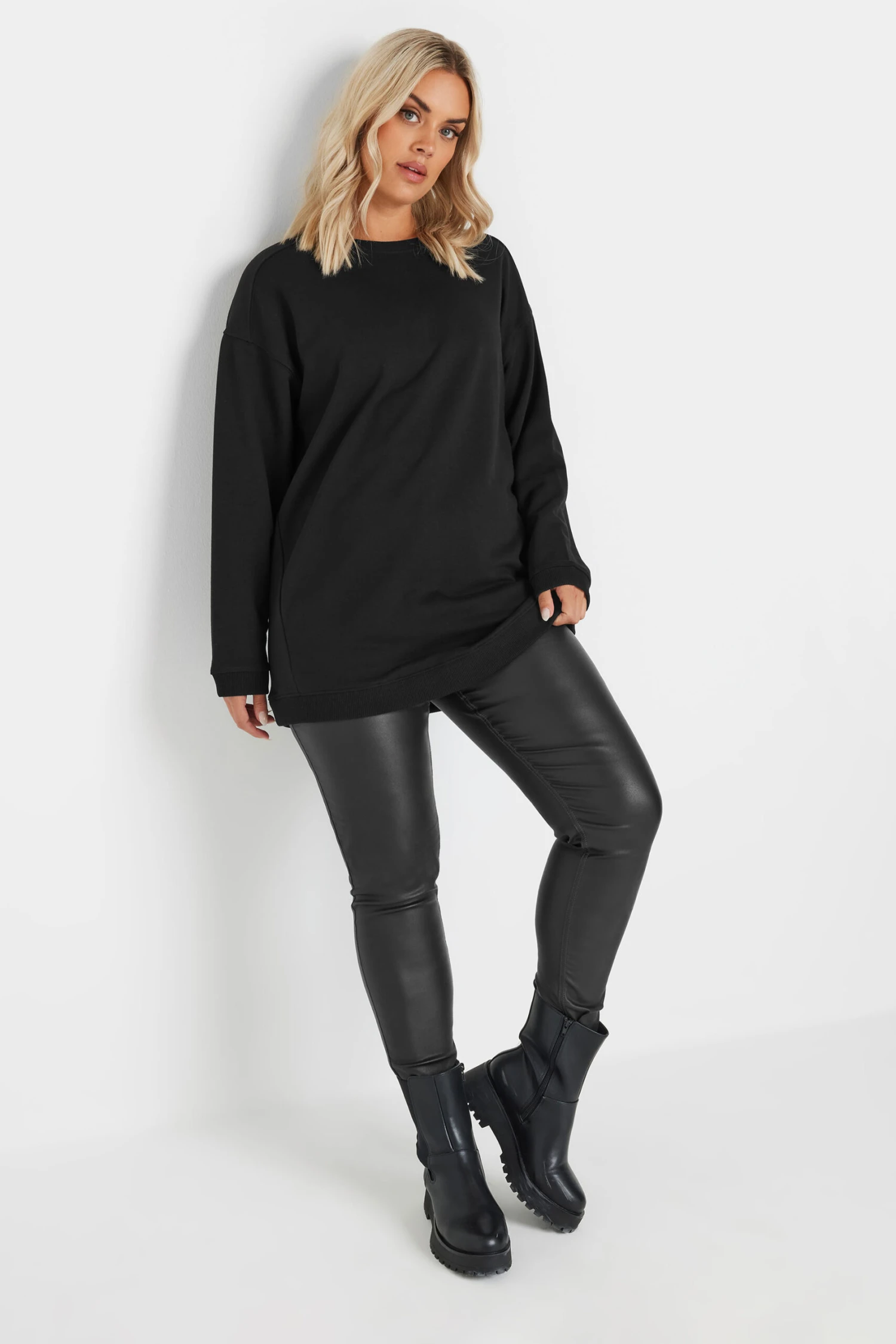 YOURS - Sweatshirt Noir En Coton Manches Longues 4 YOURS - Sweatshirt Noir En Coton Manches Longues – Image 2