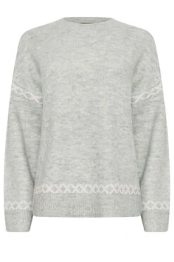 M&Co Grey Contrast Blanket Stitch Jumper -Evans Boutique b0aeeb3f 5d7c 44 502444 X