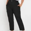 YOURS - Pantalon Cargo Noir Taille Plissé Coupe Droite 2 YOURS - Pantalon Cargo Noir Taille Plissé Coupe Droite -Evans Boutique b1643b34 a9e6 4f 143877 A