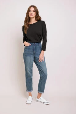M&Co Blue Mid Wash Boyfriend Jeans