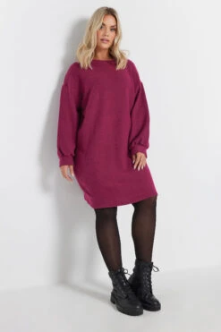 YOURS Curve Robe Pull Rose Foncé Douce Au Toucher