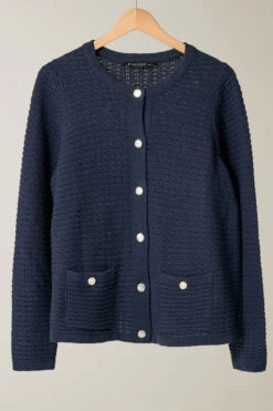 EVANS Curve Navy Blue Button Through Knitted Cardigan 15 EVANS Curve Navy Blue Button Through Knitted Cardigan -Evans Boutique b1855674 000d 4f 615993 P