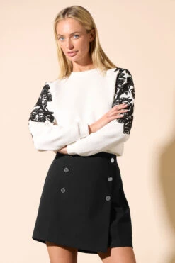 STAR Black Button Detail Wrap Mini Skirt 9 STAR Black Button Detail Wrap Mini Skirt -Evans Boutique b26f1618 0027 44 110652 A