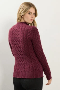LTS Tall Burgundy Red Cable Knit Frill Jumper -Evans Boutique b3543e87 5a44 4d 356380 C