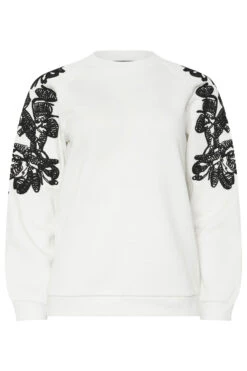 STAR Ivory White Floral Embroidered Sweatshirt -Evans Boutique b383e06b f7d8 46 110798 X