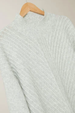EVANS Curve Light Grey Knitted High Neck Jumper -Evans Boutique b3dc0052 1cc3 41 615526 P1