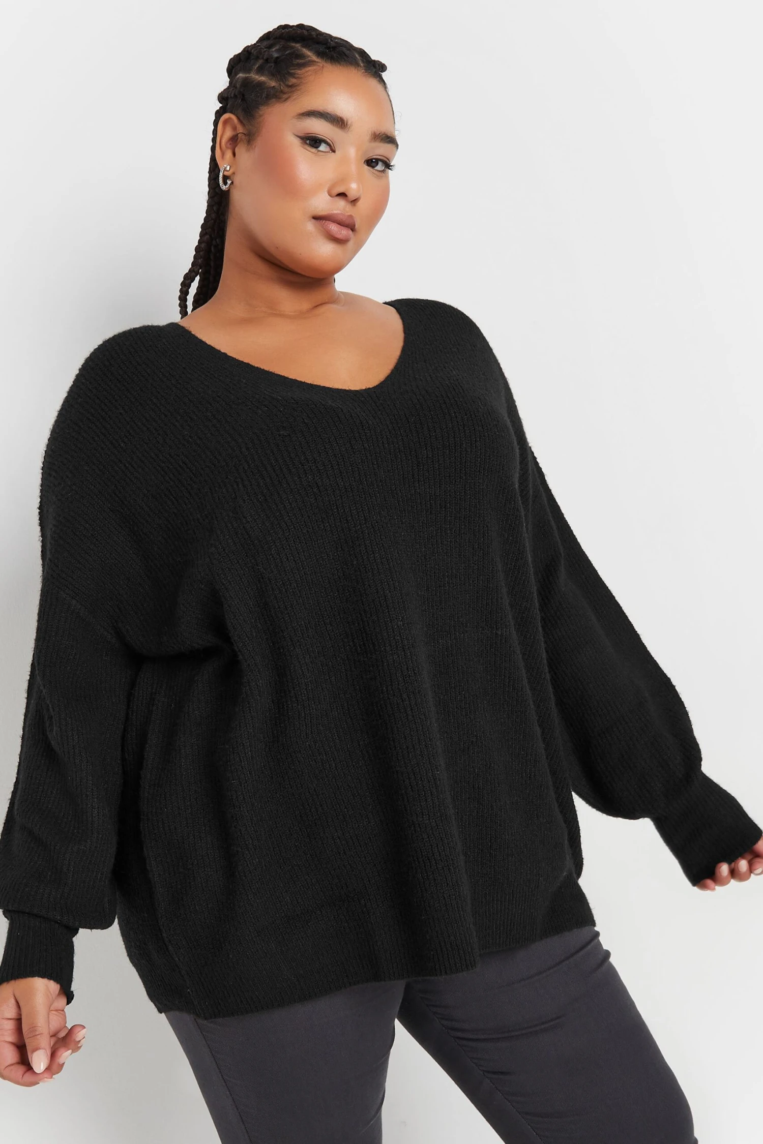 YOURS - Pull Noir En Maille Manches En Ballons 6 YOURS - Pull Noir En Maille Manches En Ballons – Image 4