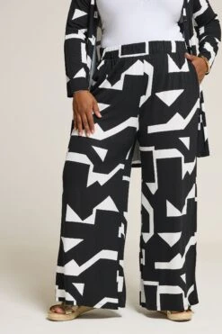 YOURS Curve Pantalon Large Abstrait Noir Et Blanc