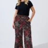 LIMITED COLLECTION Pantalon Large Curve Noir à Motif Serpent Aztèque -Evans Boutique b46c1f05 39e5 40 216569 B