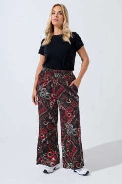 LIMITED COLLECTION Pantalon Large Curve Noir à Motif Serpent Aztèque