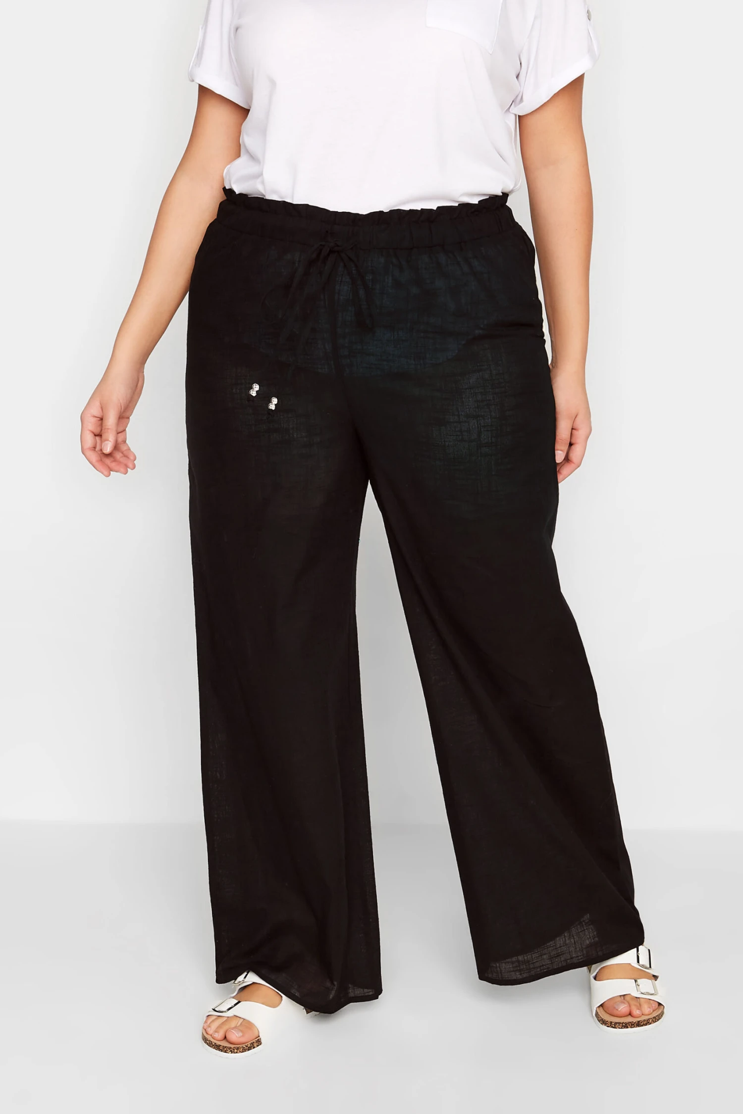 LTS - Pantalon De Plage Noir En Coton Wide Leg Tall 3 LTS - Pantalon De Plage Noir En Coton Wide Leg Tall