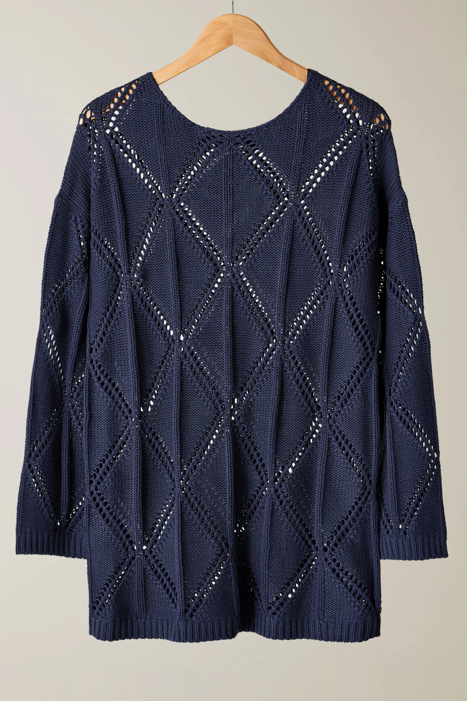 EVANS Curve Navy Blue Diamond Pointelle Jumper 8 EVANS Curve Navy Blue Diamond Pointelle Jumper – Image 6