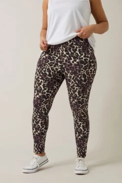 EVANS - Pantalon Marron Léopard En Jersey