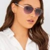 Lunettes De Soleil Blanches Aviateur -Evans Boutique b563c94b bf78 40 245150 A