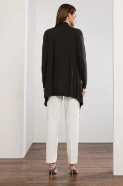 STAR Black Eyelet Detail Waterfall Cardigan -Evans Boutique b58c7080 5924 4c 110805 D