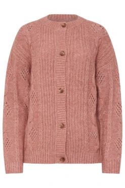 LTS Tall Pink Pointelle Knit Cardigan -Evans Boutique b61c3f72 da4c 4e 356046 X