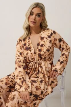 LIMITED COLLECTION - Chemisier Marron Tâcheté à Ficelles