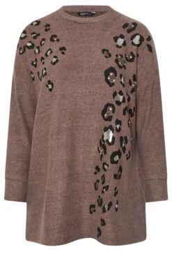 YOURS - Pull Marron Toucher Doux Design Léopard 13 YOURS - Pull Marron Toucher Doux Design Léopard -Evans Boutique b664d49b a0a9 46 322298 X