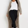 YOURS - Cardigan Maxi Couleur Sable En Maille -Evans Boutique b6aae21d 6647 4b 280404 A