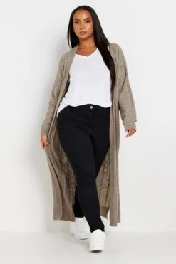 YOURS - Cardigan Maxi Couleur Sable En Maille