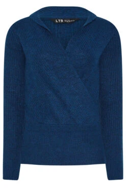 LTS Tall Navy Blue Knitted Wrap Jumper 11 LTS Tall Navy Blue Knitted Wrap Jumper -Evans Boutique b6acbdb7 087e 4c 356064 X