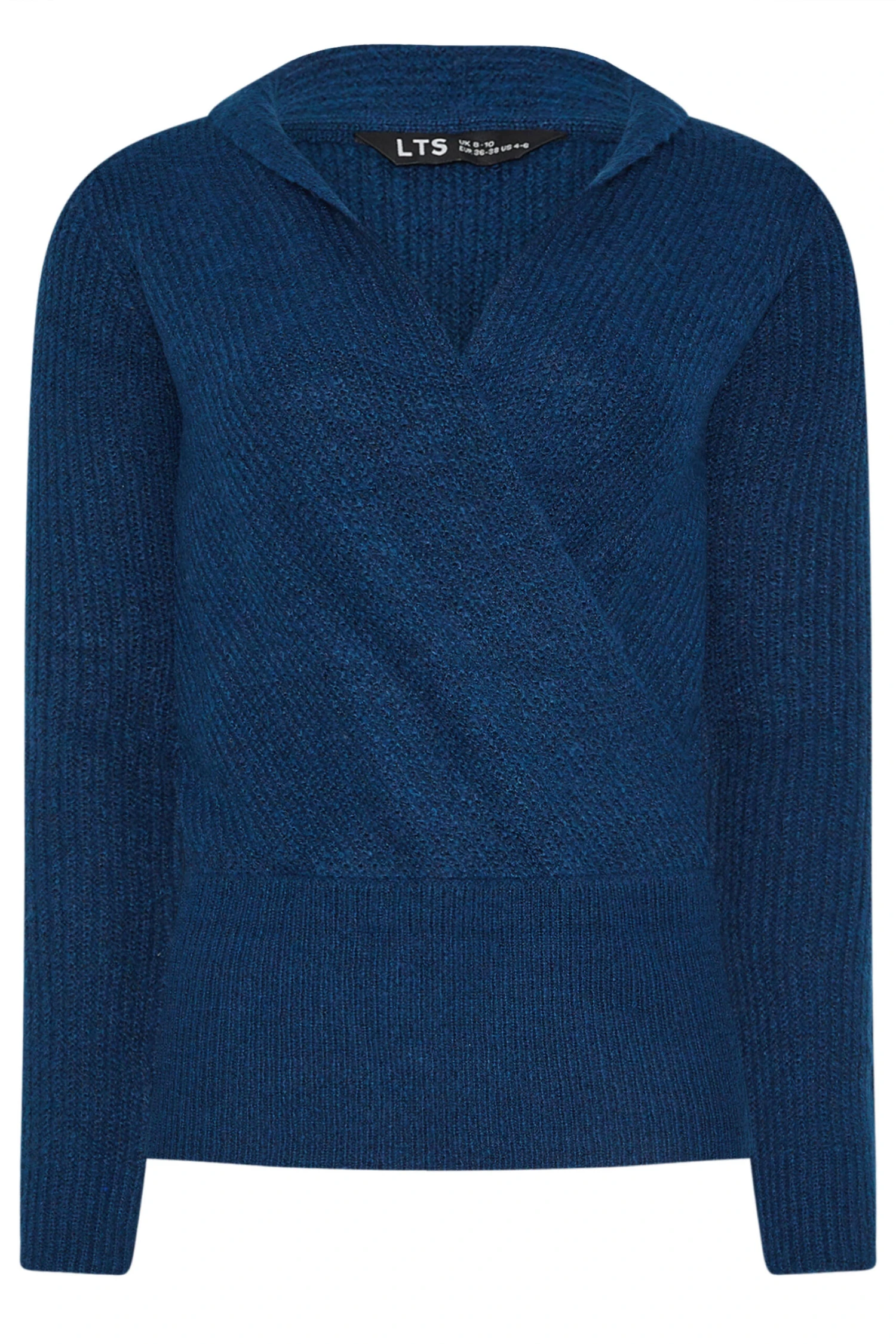 LTS Tall Navy Blue Knitted Wrap Jumper 7 LTS Tall Navy Blue Knitted Wrap Jumper – Image 5