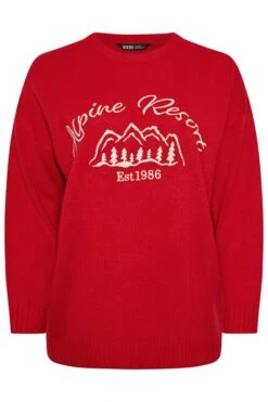 YOURS Curve Pull Tricoté Rouge « Alpine Resort » -Evans Boutique b6aeeedb 1a59 4a 280715 X