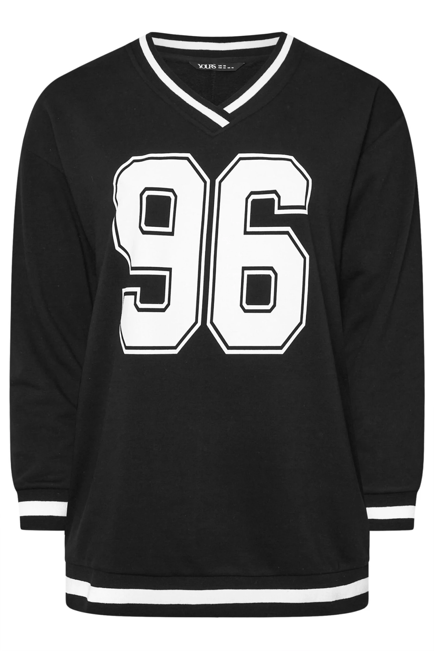 YOURS - Sweatshirt Varsity Noir & Blanc '96' 7 YOURS - Sweatshirt Varsity Noir & Blanc '96' – Image 5