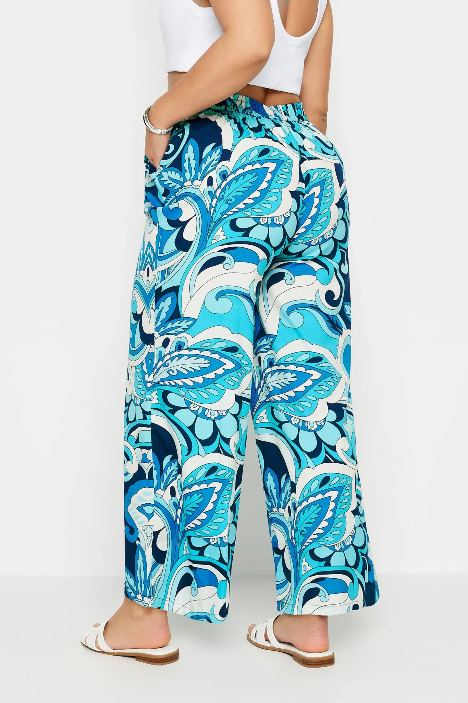 LIMITED COLLECTION - Pantalon Wide Leg Bleu Design Abstrait 6 LIMITED COLLECTION - Pantalon Wide Leg Bleu Design Abstrait – Image 4