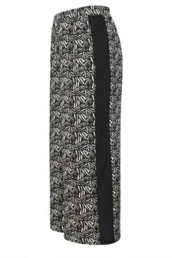 YOURS - Pantalon Léger Noir Abstrait Wide Leg Volanté -Evans Boutique b7255052 d0dd 4e 303772 Z