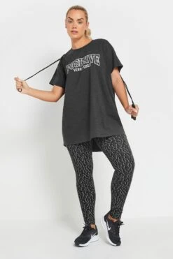 YOURS ACTIVE - Top Gris Charbonneux 'Positive Vibes Only' -Evans Boutique b874fdc2 51a6 46 500100 B