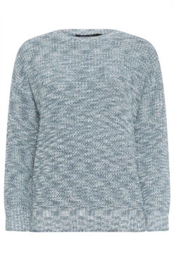 M&Co Blue & Cream Twisted Yarn Crew Neck Jumper -Evans Boutique b87fd964 eadb 47 500958 X
