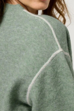 M&Co Sage Green Piped Knitted Jumper 10 M&Co Sage Green Piped Knitted Jumper -Evans Boutique b8fa2144 5190 43 502447 D