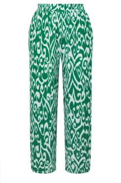 YOURS - Pantalon Vert Abstrait Coupe Wide Leg -Evans Boutique b93a5ffb c8d9 4a 303969 X