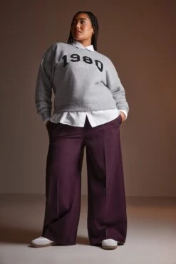 YOURS - Pantalon Bordeaux Coupe Wide Leg à Poches