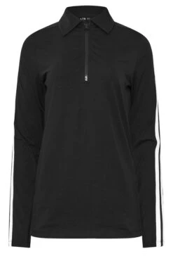 LTS Tall Black Side Stripe Quarter Zip Top -Evans Boutique b9a99359 51b6 4b 356215 X